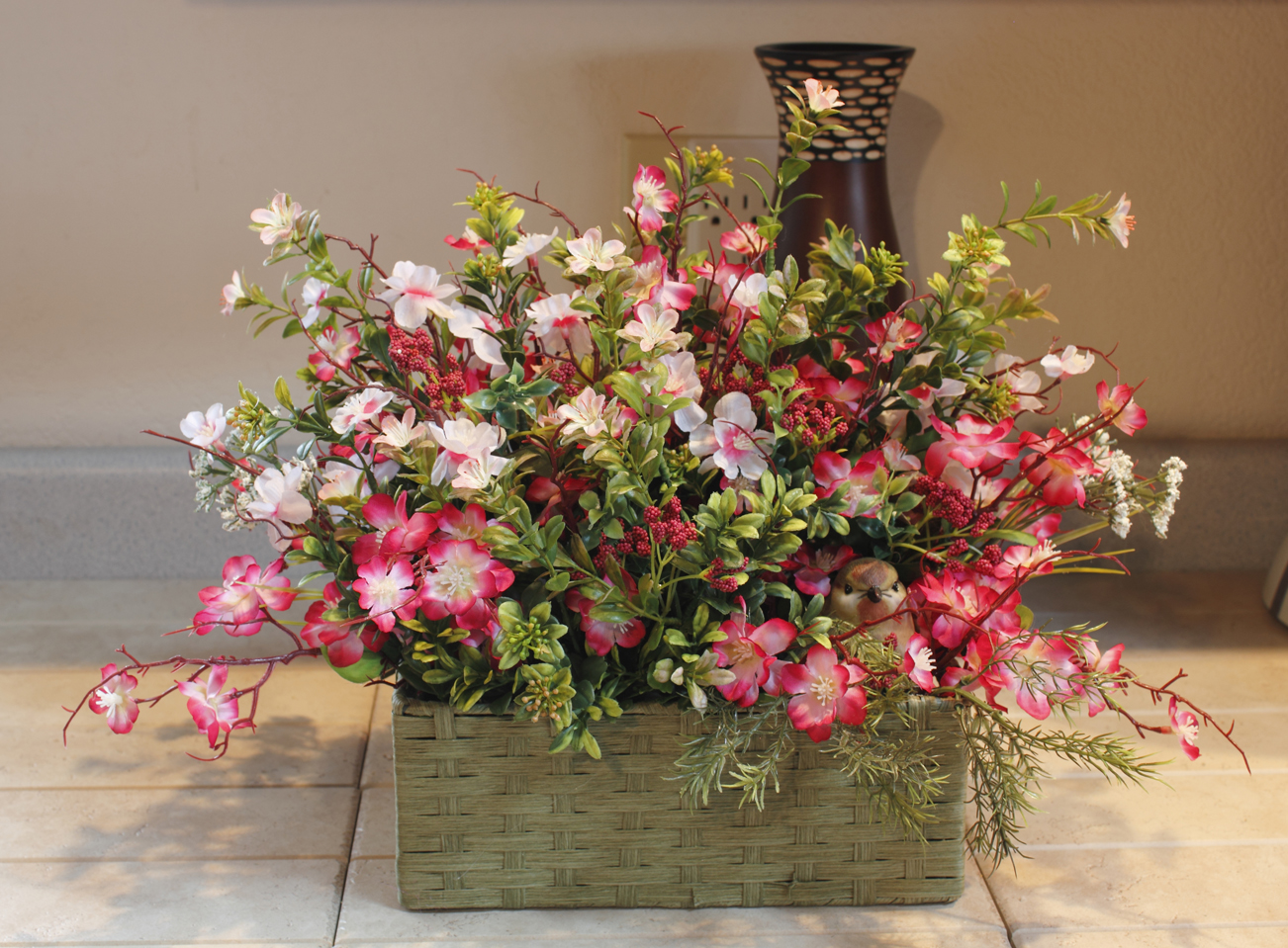 Woven Basket with Flowers